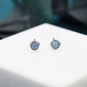 Sterling Silver Tiny Aquamarine Stud Earrings, 6 of 12