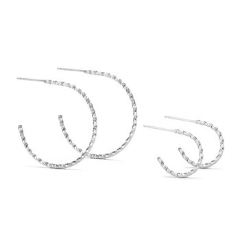 Diamond Cut Twisted Hoop Earrings, 2 of 3