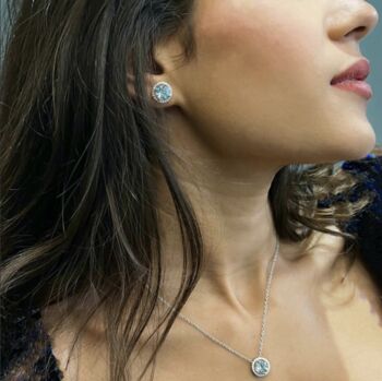 Round Blue Topaz 925 Sterling Silver Necklace, 3 of 4