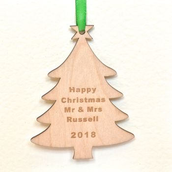 Personalised Wooden Tree Christmas Card, 2 of 2