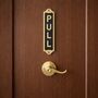 Classic Brass Vertical “Pull” Door Plaque With Black Finish, thumbnail 5 of 5