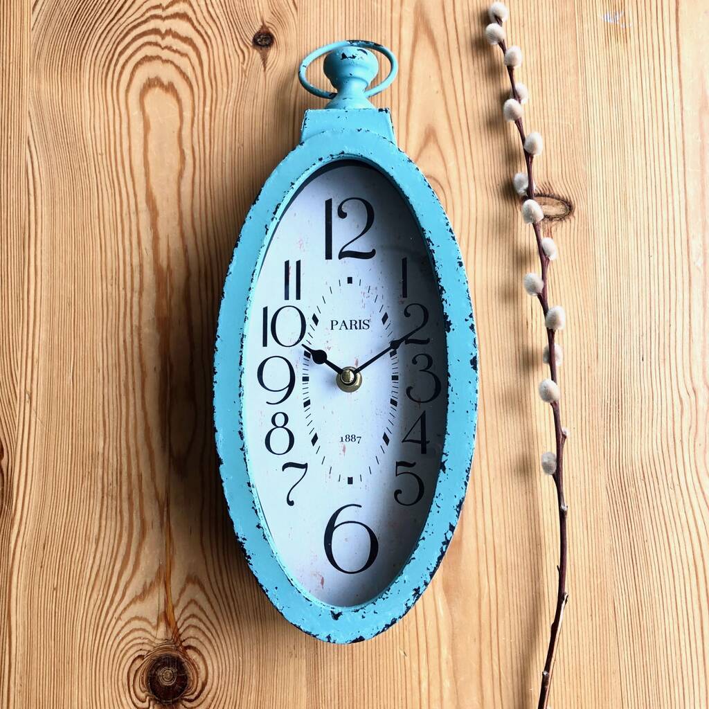 Blue Oval Clock By Pink Pineapple Home & Gifts