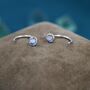 Moonstone Huggie Hoop Earrings, thumbnail 4 of 11