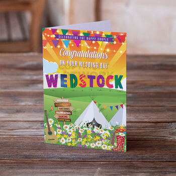 Wedstock Festival Wedding Day Congratulations Card, 2 of 2