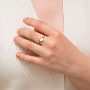 9ct Gold Rainbow Heart Ring, 2 of 5