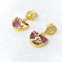 Hammered Ruby July Birthstone Gold Plated Earrings, thumbnail 1 of 4