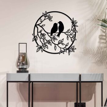 Round Birds On Branch Metal Wall Art, Home Decor, 6 of 12