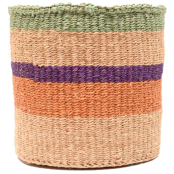 Reli: Green And Purple Stripe Woven Storage Basket, 4 of 9