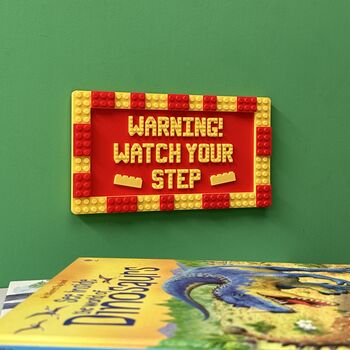 'Watch Your Step!' Lego Compatible Wall Sign, 2 of 4