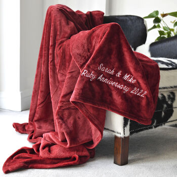Personalised Ruby Red Blanket With Your Own Text, 2 of 7