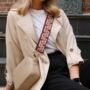 Cream Greek Abstract Bag Strap | Extra Long Crossbody Replacement Bag Strap, thumbnail 1 of 3