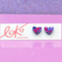 Purple Festival Confetti Love Heart Earrings Studs, thumbnail 4 of 6