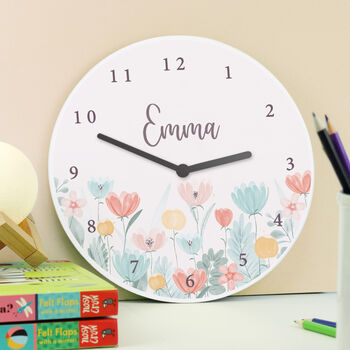 Personalised Floral Wooden Clock For Children, 2 of 4