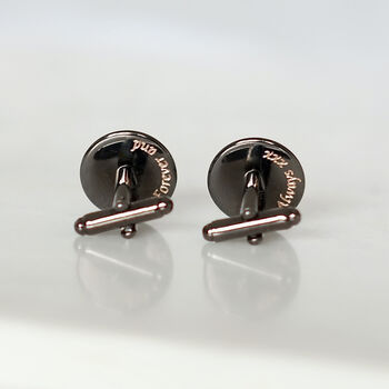 Secret Message Gunmetal And Real Leather Cufflinks, 6 of 8