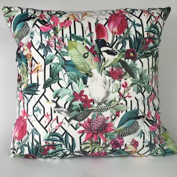 Velvet Bird And Flower Cushion Cover In White, 6 of 6