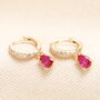 Birthstone Crystal Huggie Hoop Earrings In Gold, thumbnail 8 of 12