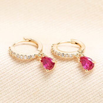Birthstone Crystal Huggie Hoop Earrings In Gold, 8 of 12