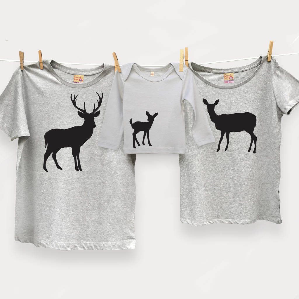 Family Stag, Doe, Fawn Tshirt Twinning Tops, 1 of 2