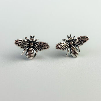 Sterling Silver Vintage Style Honey Bee Stud Earrings, 2 of 5