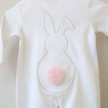 Bunny Embroidered Babygrow With Pompom Tail, 4 of 4
