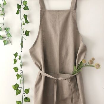 Personalised Stone 100% Linen Pinafore Apron, 4 of 8
