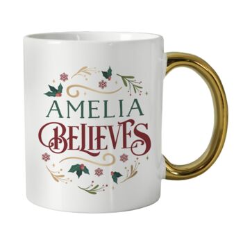 Personalised Christmas Gold Handled Mug, 3 of 3