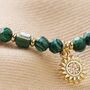 Green Semi Precious Bracelet With Gold Plated Sun Charm, thumbnail 9 of 9