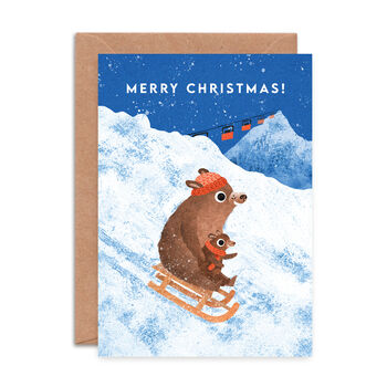Sledging Bears Illustrated Christmas Card, 3 of 3