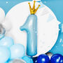 Blue Number One Crown Balloon, thumbnail 1 of 3