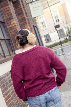 Burgundy Crochet Bobble Applique Relaxed Daisy Cardigan, 3 of 6