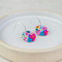 Sterling Silver And Acrylic Colourful Floral Charm Hoops, thumbnail 2 of 7