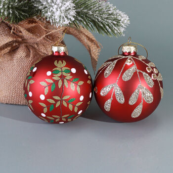 G Decor Holiday Red Glass Christmas Leaf And Jewel, 2 of 4