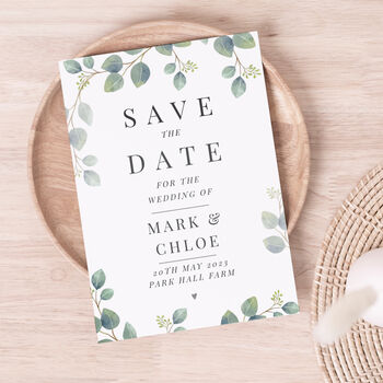 36 Personalised Botanical Wedding 'Save The Date' Cards, 2 of 4