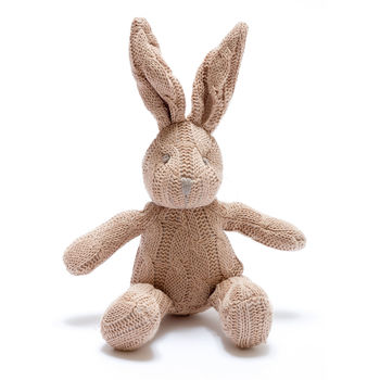 Organic Soft Knit Baby Bunny Bell Rattle, 3 of 3