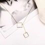 Square Y Shape Drop Gold Plated Lariat Bar Necklace, thumbnail 4 of 7