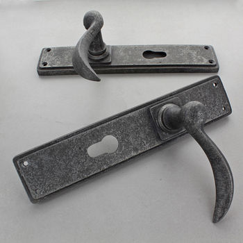 Ellipse Long Pewter Lever Latch Lock Door Handles, 12 of 12