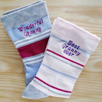 Personalised Gift For Grandmother Thank You Socks Set, 3 of 4