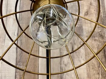 48cm Black Bronze Metal Desk Table Lamp Battery Operated Cage Industrial Light, 7 of 8
