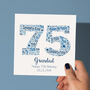 Blue Star Personalised 75th Birthday Card, thumbnail 1 of 5