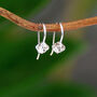 Tiny Sterling Silver And Crystal Hoop Drop Earrings, thumbnail 2 of 6