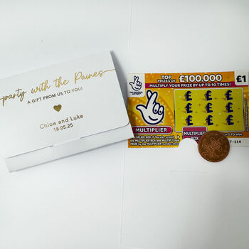 Bespoke Wedding Favour Scratch Card Holder Lotto Ticket Wallet, 6 of 10