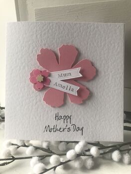 Personalised Mothers Day Pink Flower Card, 6 of 9