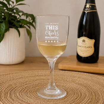 Personalised End Of Term Gift Teacher Wine Glass, 4 of 12