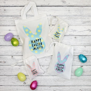 Personalised Happy Easter Egg Bunny Bag, 2 of 5