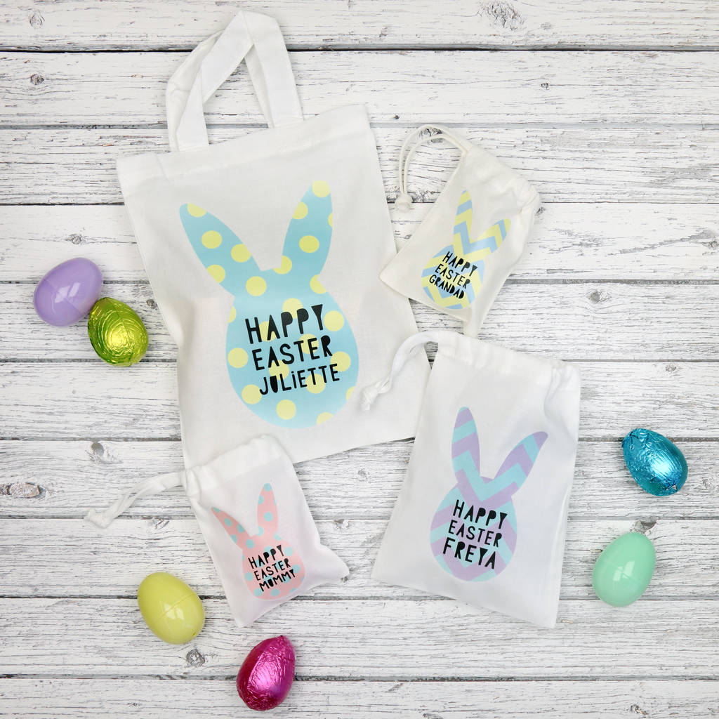 Personalised Happy Easter Egg Bunny Bag, 1 of 4