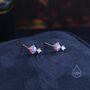 Sterling Silver Tiny Purple Opal And Cz Stud Earrings, thumbnail 5 of 11