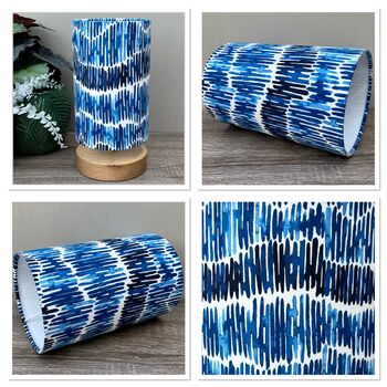 Tidal Marine Blue Patterned Cylinder Lampshades, 9 of 9