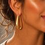 Ribbon Teardrop Curved Sterling Silver Hoop Earrings, thumbnail 4 of 11