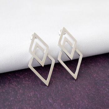 Double Diamond Geometric Earrings, 2 of 9