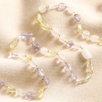 Pastel Semi Precious Stone Beaded Necklace In Gold, 2 of 4